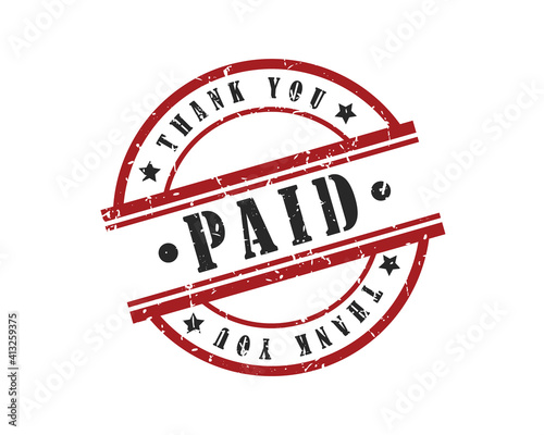 Round stamp with the paid and thank you text