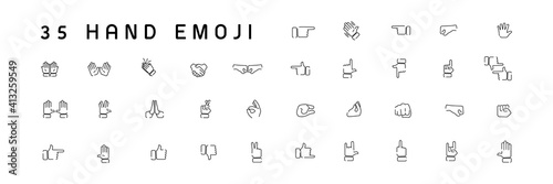 Set of line hands emoji and icon
