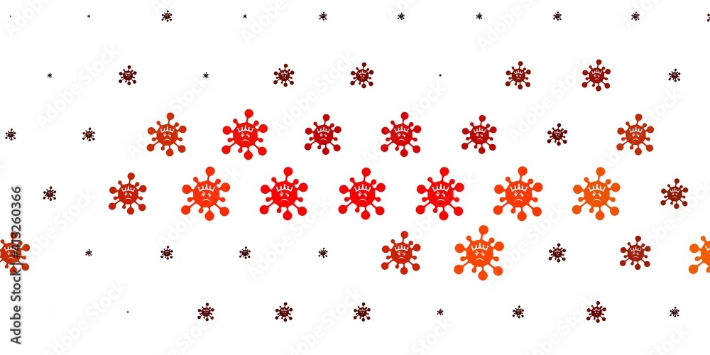 Light Red, Yellow vector background with covid-19 symbols. Light Red, Yellow vector background with covid-19 symbols.