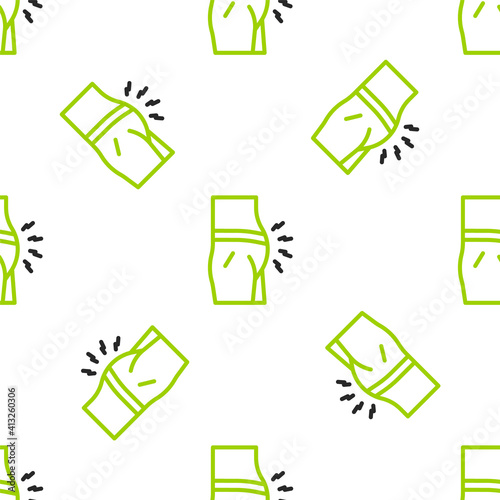 Line Abdominal bloating icon isolated seamless pattern on white background. Constipation or diarrhea. Vector.