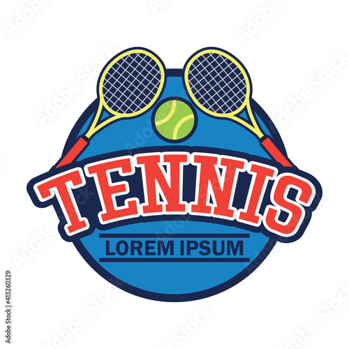 tennis court logo with text space for your slogan tag line, vector illustration