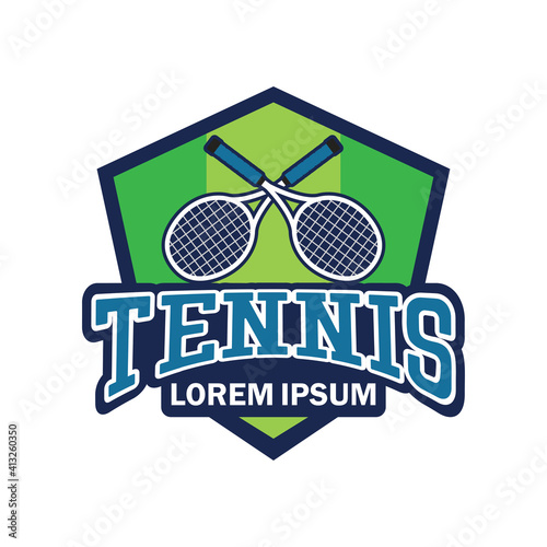 tennis court logo with text space for your slogan tag line, vector illustration