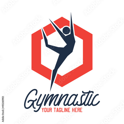 gymnastic sport logo with text space for your slogan tag line, vector illustration