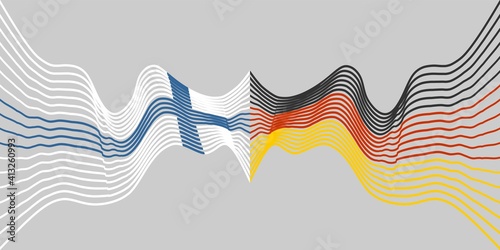 Image relative to politic and economic relationship between Finland and Germany. National flags. Teamwork concept.
