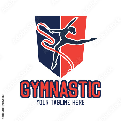 gymnastic sport logo with text space for your slogan tag line, vector illustration