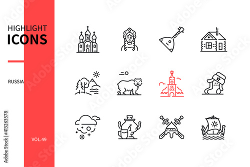 Russia - modern line design style icons set