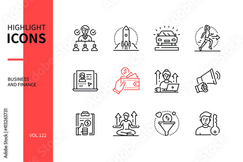 Business and finance - line design style icons set