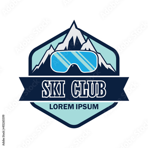 skiing logo with text space for your slogan tag line, vector illustration