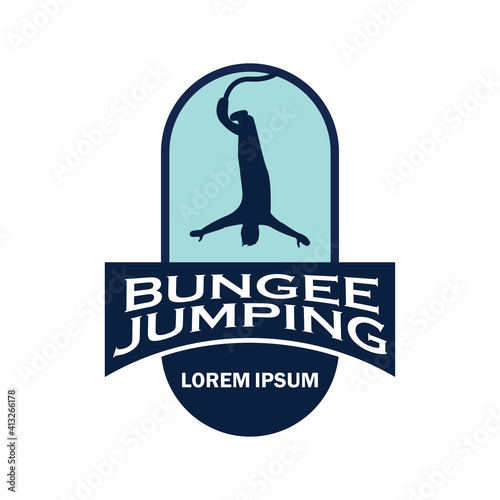 bungee jumping logo with text space for your slogan tag line, vector illustration