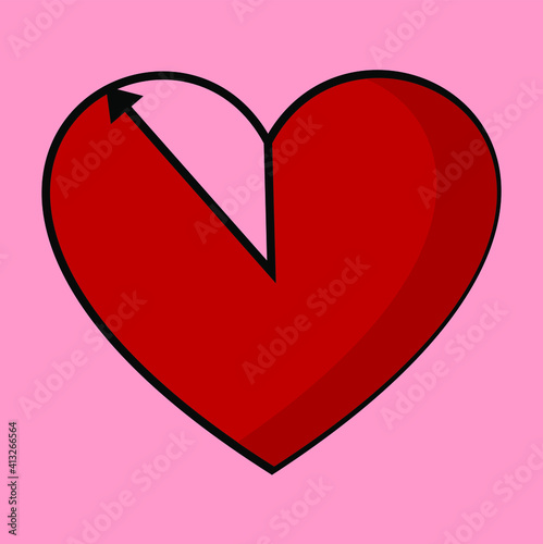 Vector illustration of love meter in red, can be used for logos, symbols, signs and decorations. heart shape like a time
