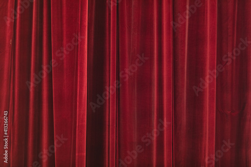 Red curtain in theatre background photo