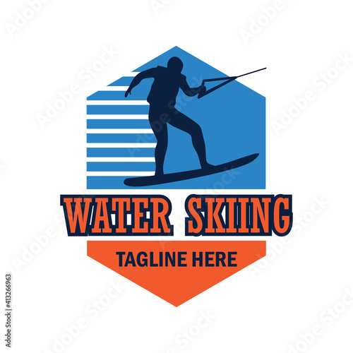 water skiing logo with text space for your slogan tag line, vector illustration