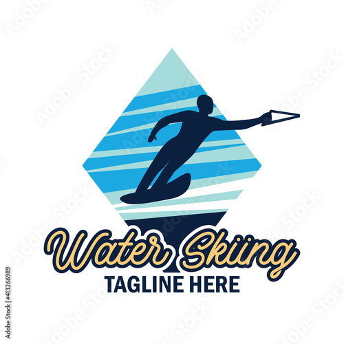 water skiing logo with text space for your slogan tag line, vector illustration