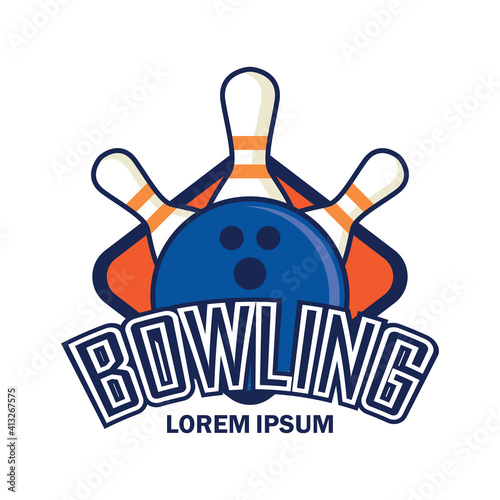 bowling logo with text space for your slogan tag line, vector illustration