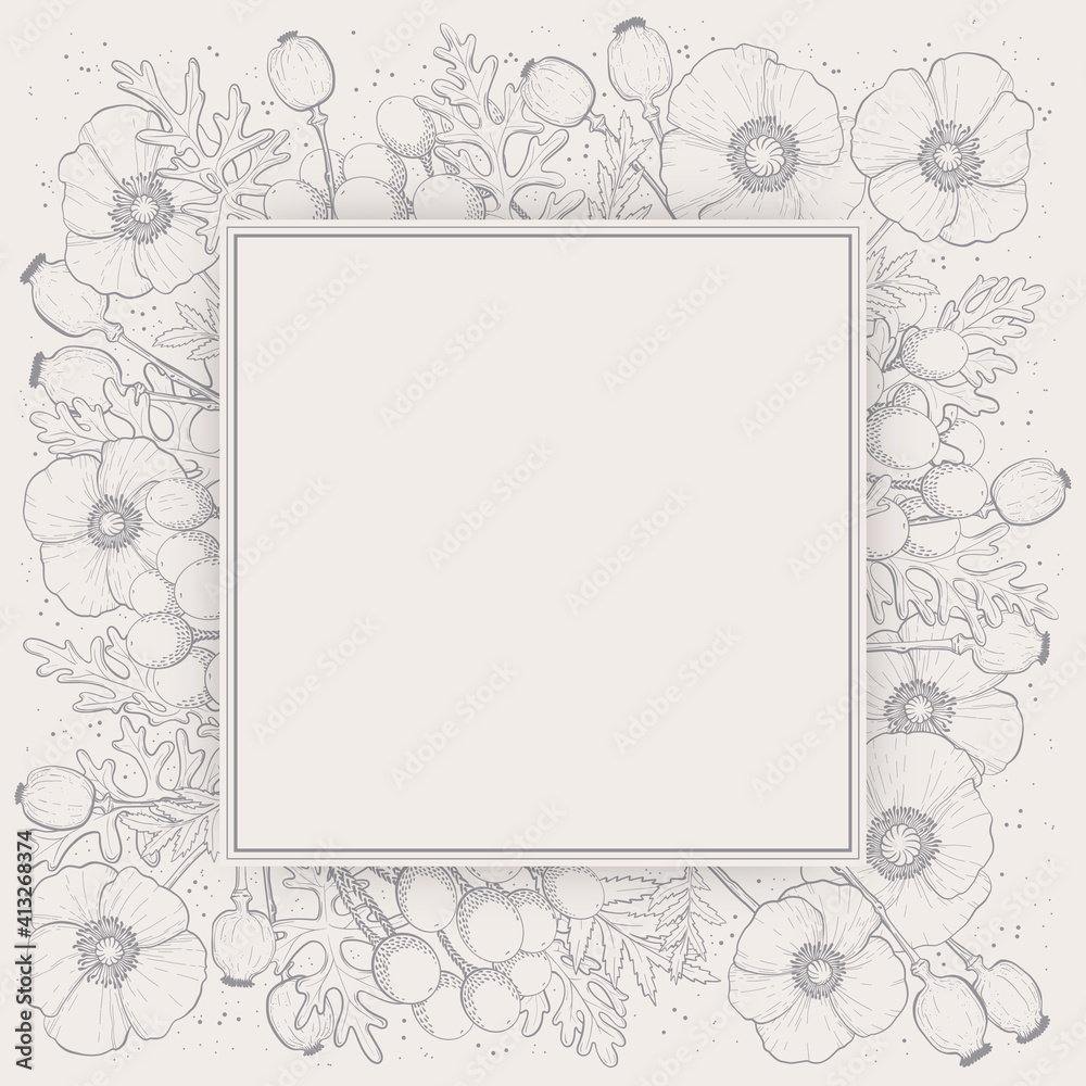 Floral frame with grey pattern Floral frame with grey pattern