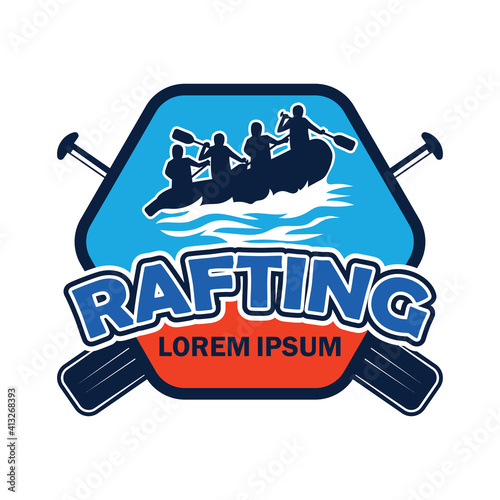 rafting logo with text space for your slogan tag line, vector illustration