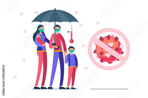 Vaccinated Patients with Influenza Vaccine for Pandemic. Vaccination for Flu Virus Immunization, Vaccinating the all Human Population. Cartoon Flat Vector Illustration.