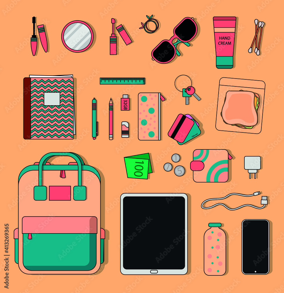 Inside a woman's bag Inside a woman's bag