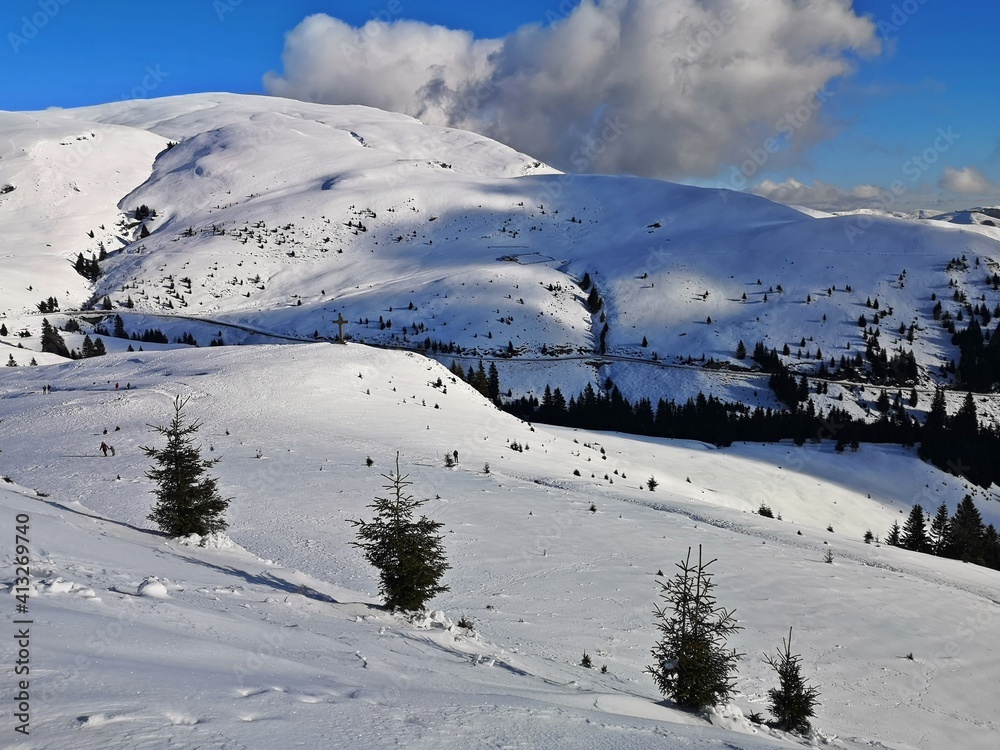 Fototapeta premium Winter - white landscape in the mountains 