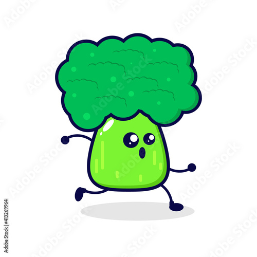 Broccoli run cute character illustration