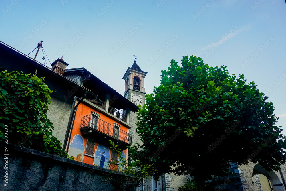 Avegno, Switzerland - houses surrounding the church Santi Luca e Abbondio