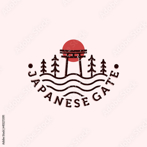 Torii or Japanese Traditional Gate Logo Vector Illustration Design. Modern Creative Torii Illustration Logo Concept. Sacred Gate, Holy Gate, Torii Gate or Japanese Shinto Symbol Illustration Concept