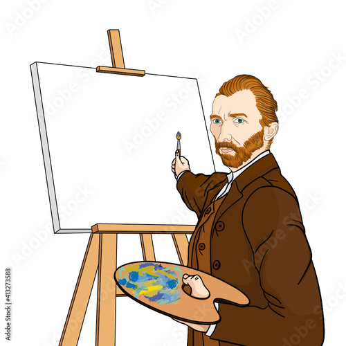 Vectorial portrait illustration of the painter Vincent Van Gogh