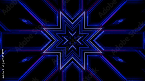 Circuit Kaleidoscope Line Space abstract 3D illustration background.