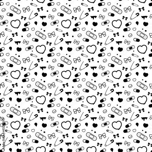 病みかわいい背景イラスト_シームレスパターン