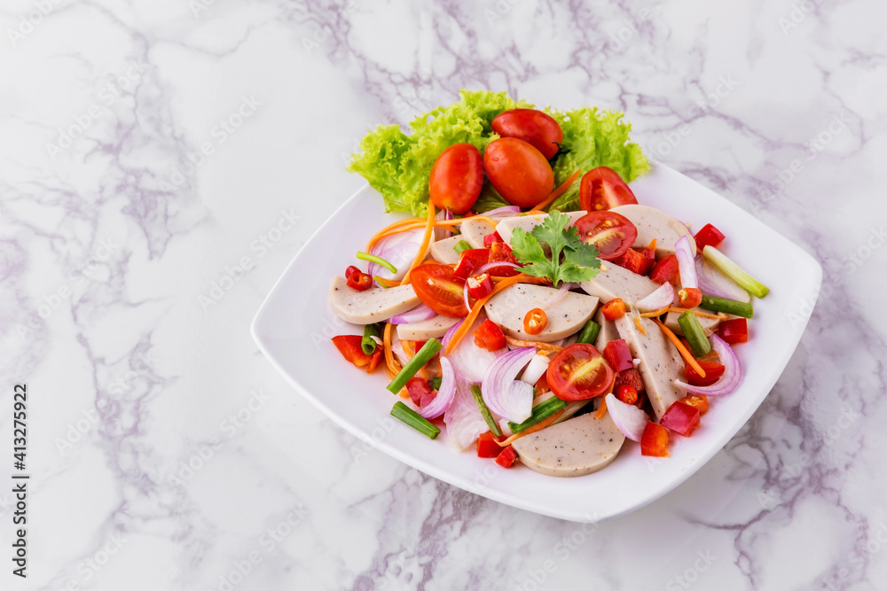 Spicy Vietnamese sausage salad tasty street food Spicy Vietnamese sausage salad tasty street food