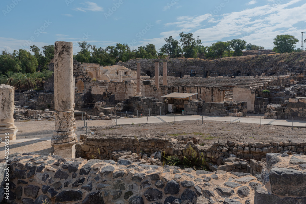 outside of the amphitheater at Bet She'an in Israel