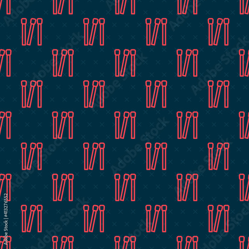 Red line Matches icon isolated seamless pattern on black background. Vector.