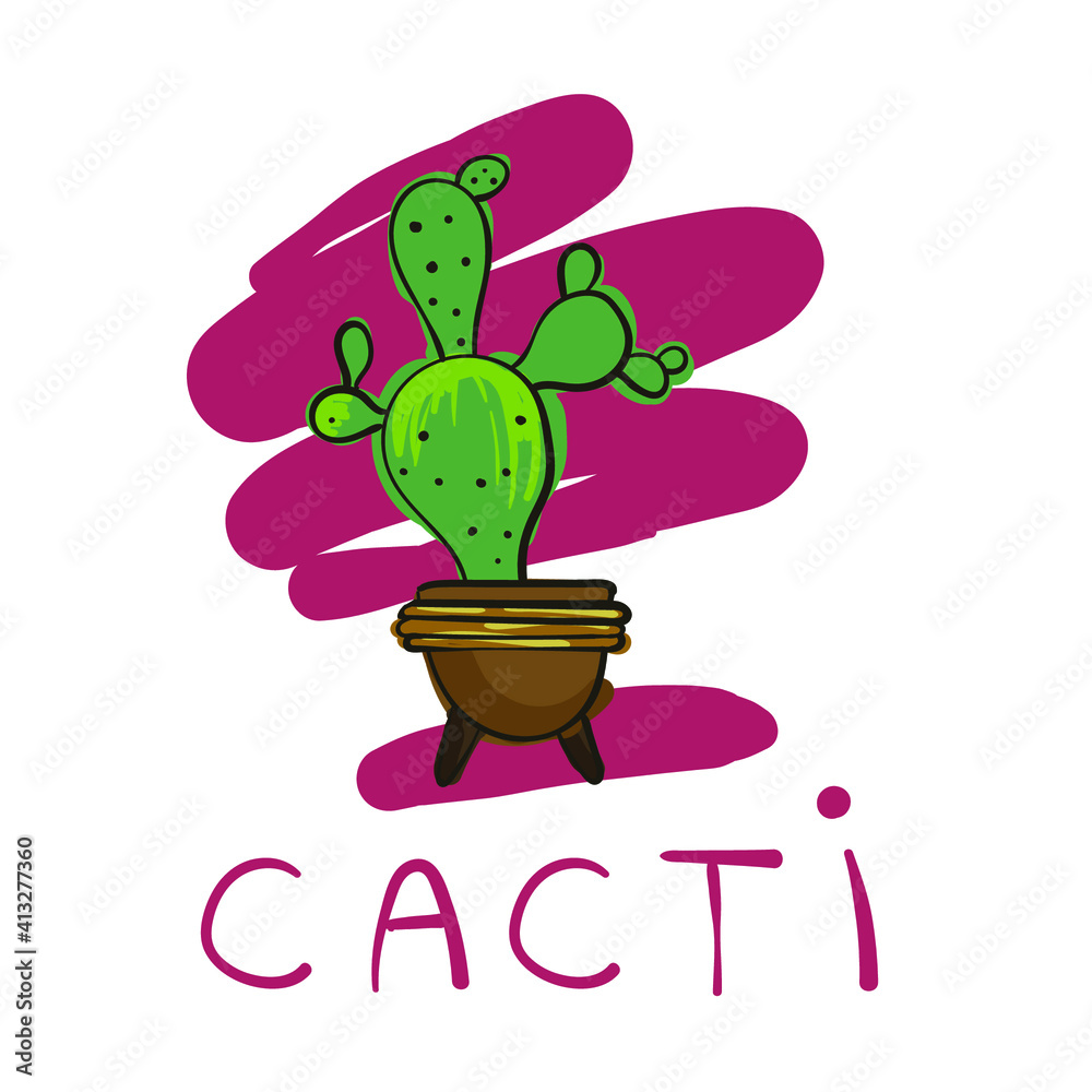 home flower in a pot, cute cactus home flower in a pot, cute cactus