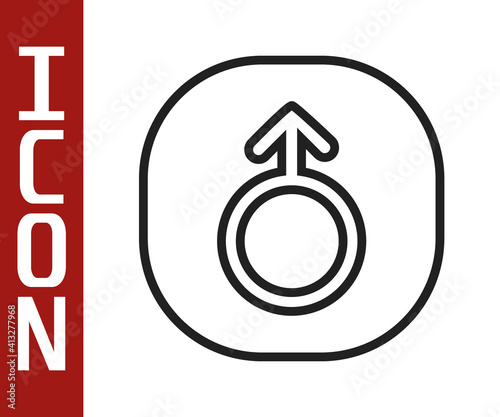 Black line Mars symbol icon isolated on white background. Astrology, numerology, horoscope, astronomy. Vector.