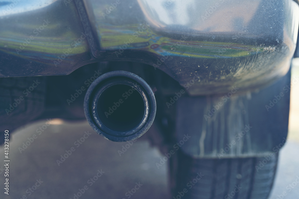 Close up of a car exhaust pipe