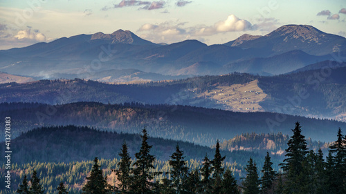 Panoramic view on Karpatian Mountains