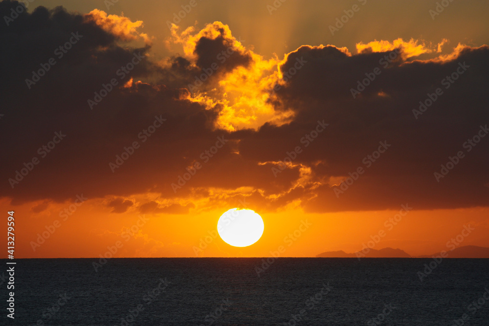 Nice yellow orange sea sunset