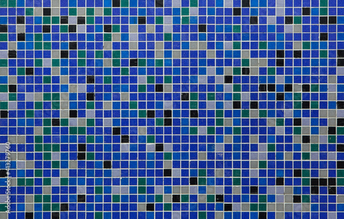 Blue mosaic tiles. Background texture.