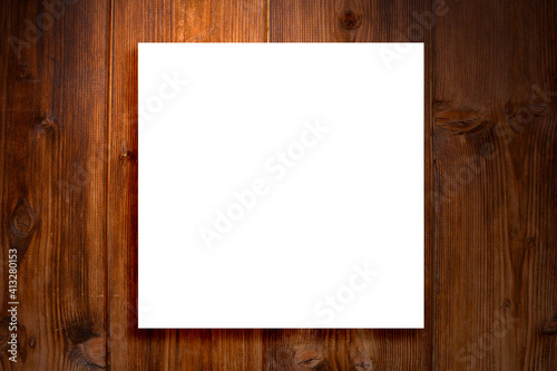 Square invitation card layout background wood texture