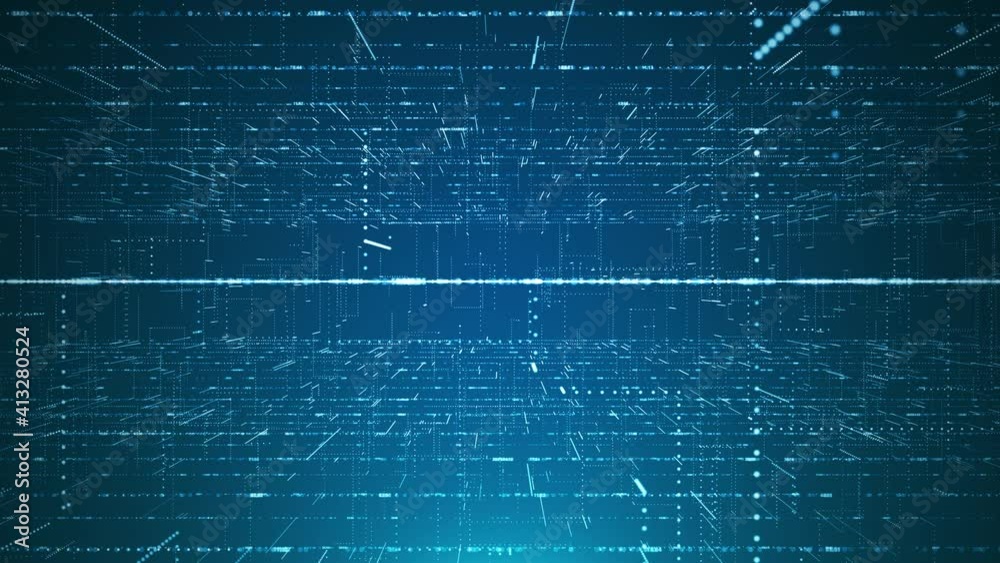 Abstract blue network grid perspective motion graphic seamless looping background. Digital technology futuristic animation concept.