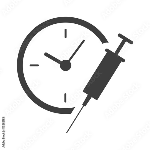 Covid19 vaccine with times icon. Line vector. Isolate on white background.