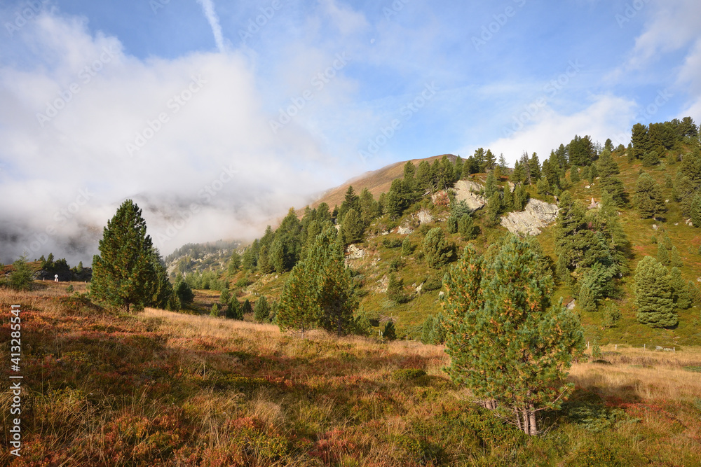Naklejka premium Herbst am Windebensee auf der Nockalmstraße in den Gurktaler Alpen