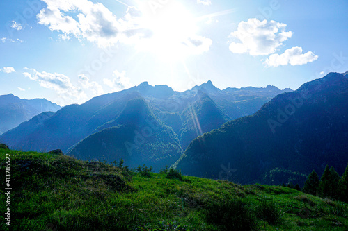 Shafts of sunlight creating a mystical mood over the Lavizzara valley