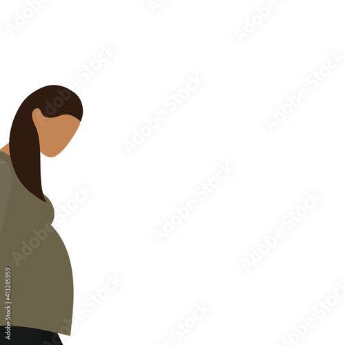 Part of pregnant female character on white background