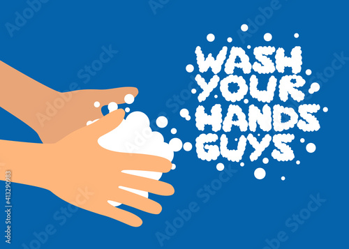 Wash your hands with soap flat illustration vector, suggest to prevent virus or covid19