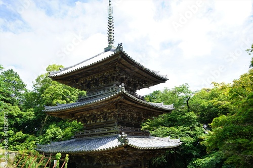 Three-Storied Pagoda (Sanjyu-no-to tower) at Soken-ji Temple in Shiga prefecture, Japan - 摠見寺 三重塔 安土山 滋賀県 日本