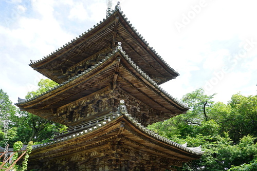 Three-Storied Pagoda (Sanjyu-no-to tower) at Soken-ji Temple in Shiga prefecture, Japan - 摠見寺 三重塔 安土山 滋賀県 日本