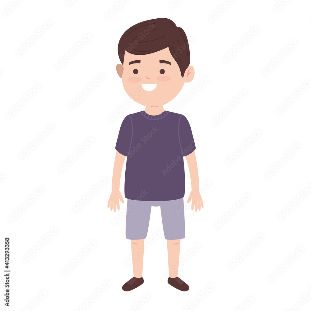 happy young little boy character vector illustration design