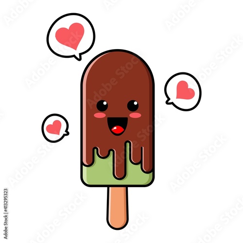 cute ice cream  cartoon mascot character