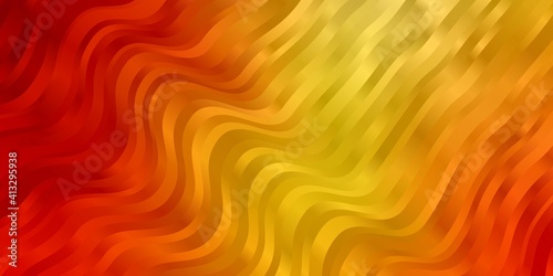 Light Red, Yellow vector background with wry lines.